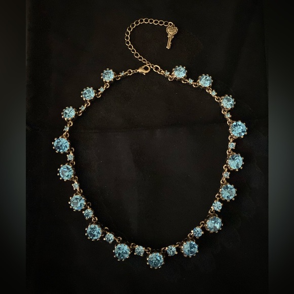 Betsey Johnson Blue Crystal Collar Necklace with Key Extender - Picture 2 of 3